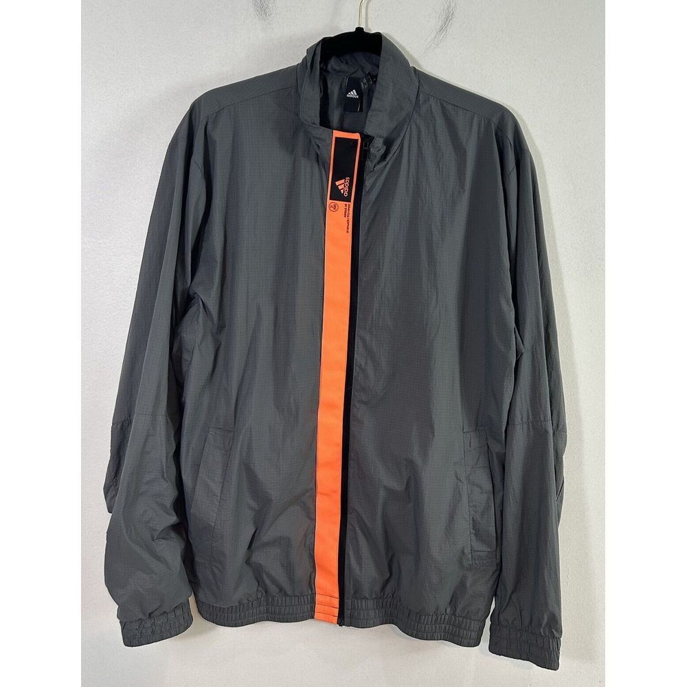 ADIDAS‎ SPORTSWEAR INNOVATION GRID WOVEN SPORTS Jacket MEN'S Large GRAY Orange